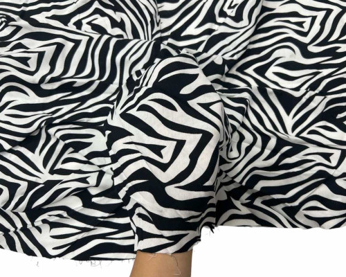 Viscose fabric Black and white - 1