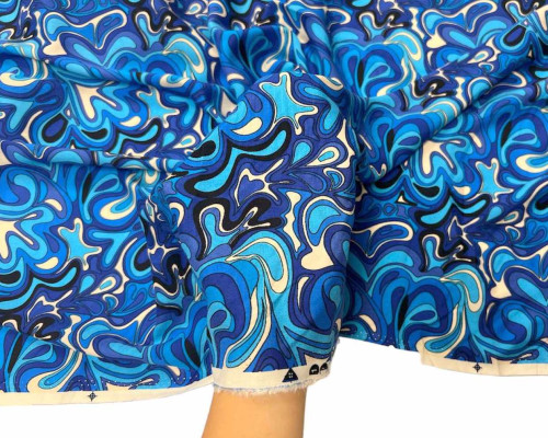 Viscose fabric Printed in blue - 1