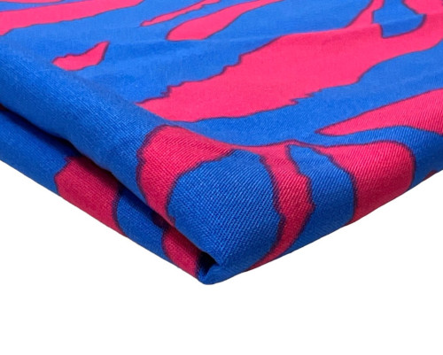 Polyester fabric Blue and pink lettering - 1