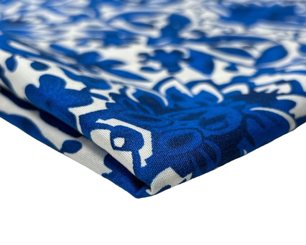 Polyester fabric Blue in white - 1