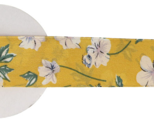 Decorative strip 40 mm Flowers in yellow - 1