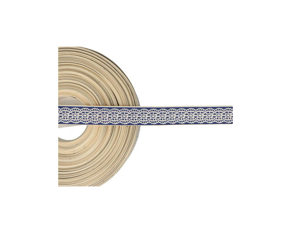 Cotton strip 15 mm white in blue - 1