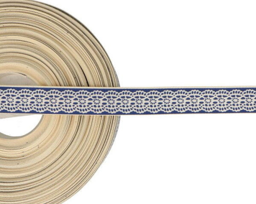 Cotton strip 15 mm white in blue - 1