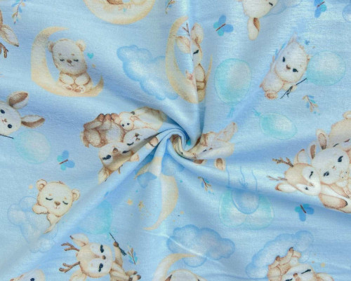 Flannel Animals in light blue - 1