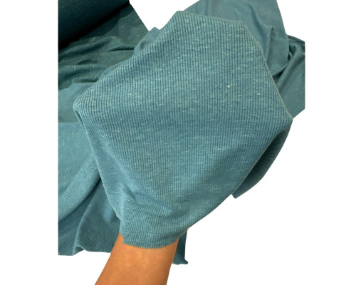 Merino wool jersey Rib turquoise melange