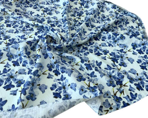 Viscose fabric with linen Blue flowers