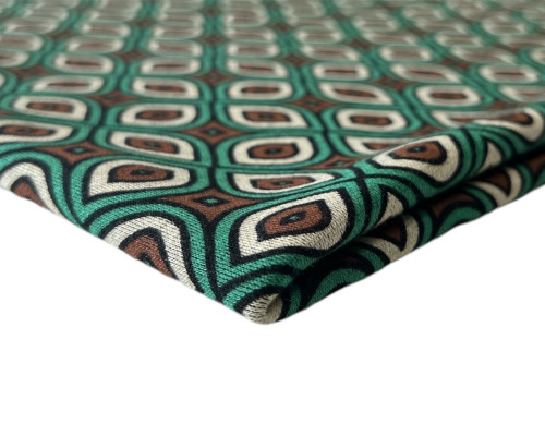 Punto knitted fabric Brown patterns in green