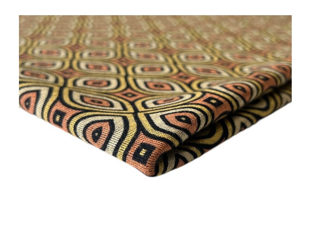 Punto trikotažas Oranžiniai raštai geltoname - 1