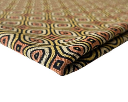 Punto trikotažas Oranžiniai raštai geltoname - 1