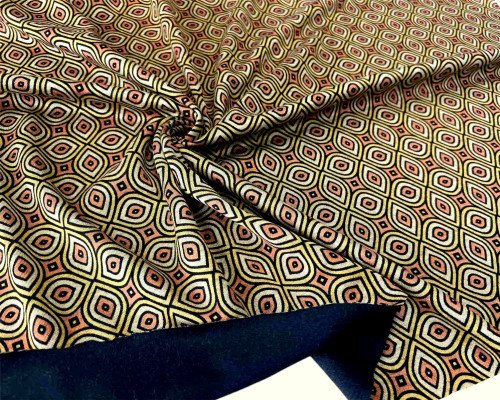 Punto trikotažas Oranžiniai raštai geltoname - 2