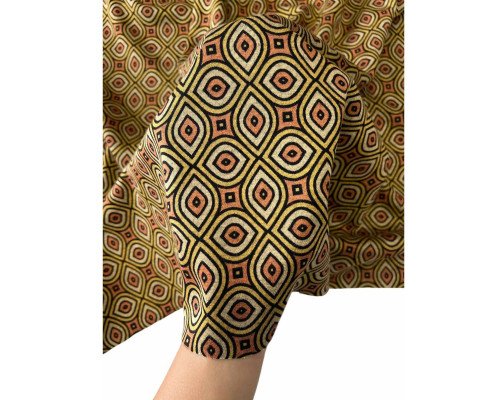 Punto trikotažas Oranžiniai raštai geltoname - 3