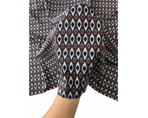 Punto trikotažas Oranžiniai raštai geltoname - 1