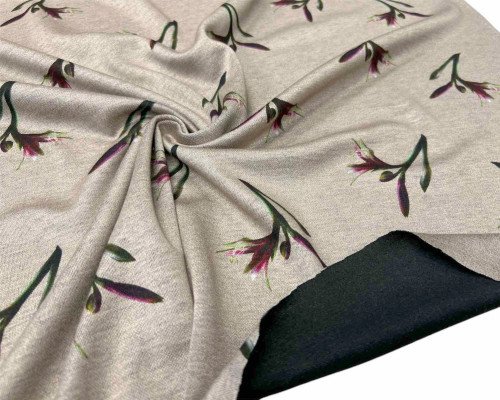 Punto trikotažas Gėlių šakelės pilkame - 2