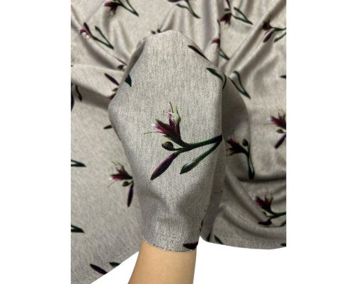 Punto trikotažas Gėlių šakelės pilkame - 3