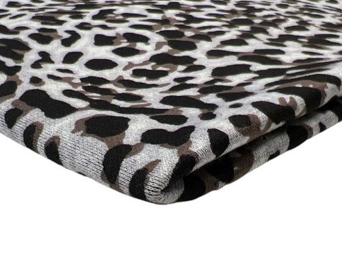 Punto trikotažas Rudi leopardo raštai pilkame - 1
