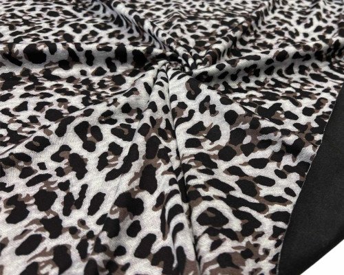 Punto trikotažas Rudi leopardo raštai pilkame - 1