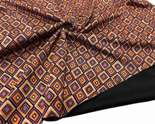 Punto trikotažas Oranžiniai violetiniai rombai - 2