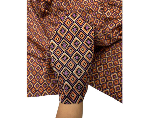 Punto knitted fabric Orange and purple diamonds