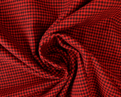 Plaid cotton fabric Red