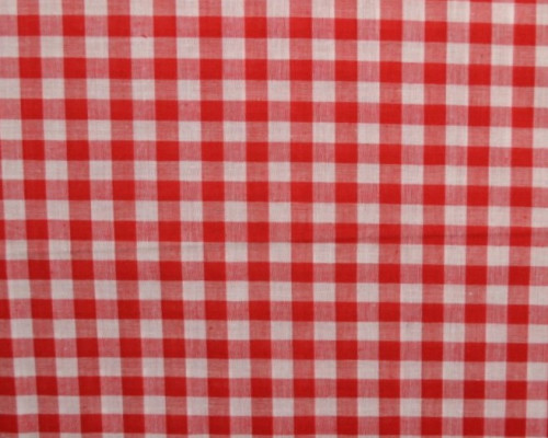 Checked cotton fabric Red white