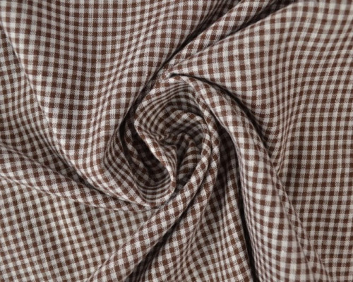 Checked cotton fabric Brown white