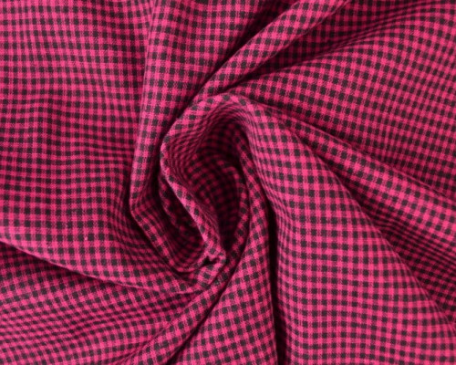 Checked cotton fabric Pink black