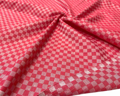 Plaid linen fabric Red