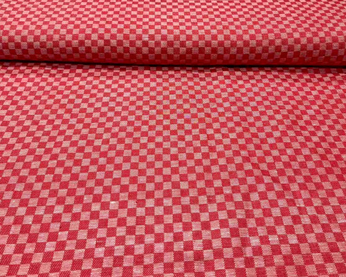 Plaid linen fabric Red