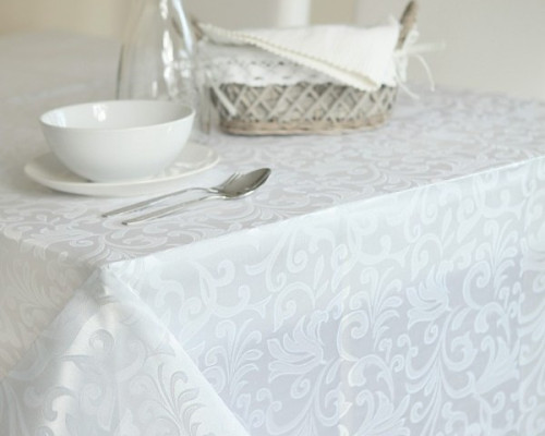 Tablecloth White 160x260cm stain resistant