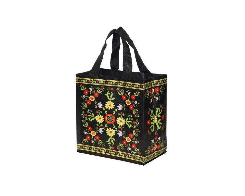 Ekologiškas pirkinių krepšelis Raštai juodame - 1