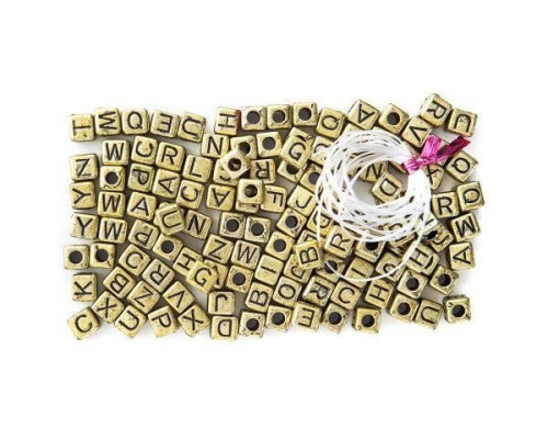 Plastic beads Letters 30g Gold