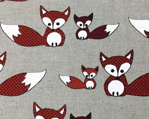 Linen fabric Foxes