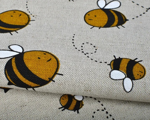 Linen fabric Bees