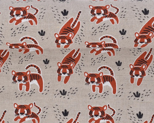 Linen fabric Tigers