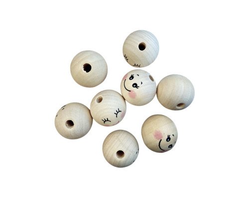 Wooden beads Faces 30mm 8pcs.