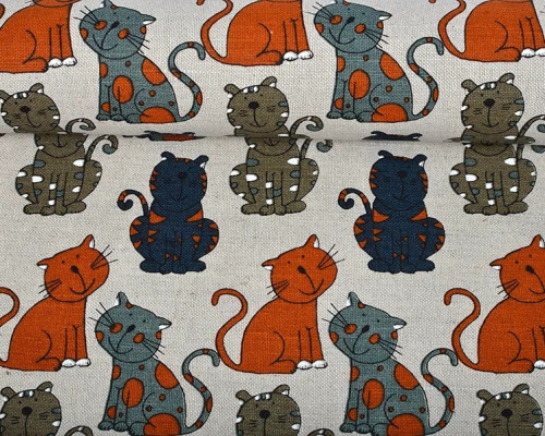 Linen fabric Cats