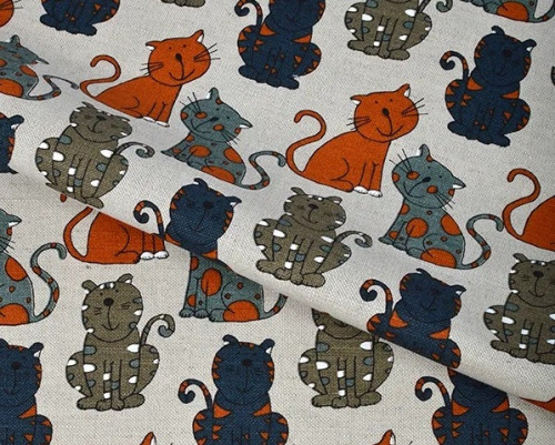 Linen fabric Cats