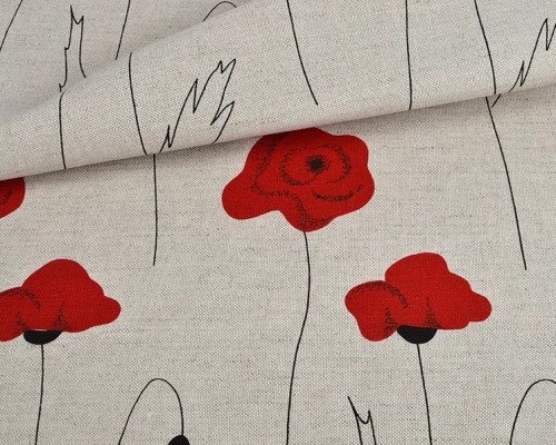 Linen fabric Poppy red