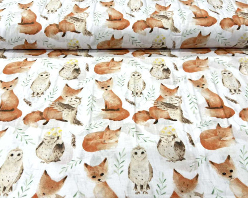 Cotton - canvas Fox in white