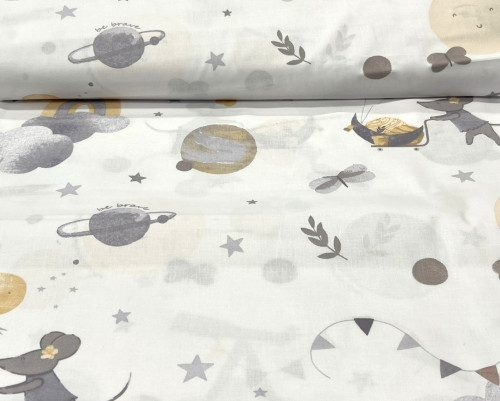 Cotton - canvas Cinderella and the planets in white