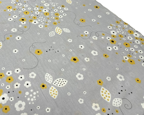 Cotton - canvas Yellow flowers in grey