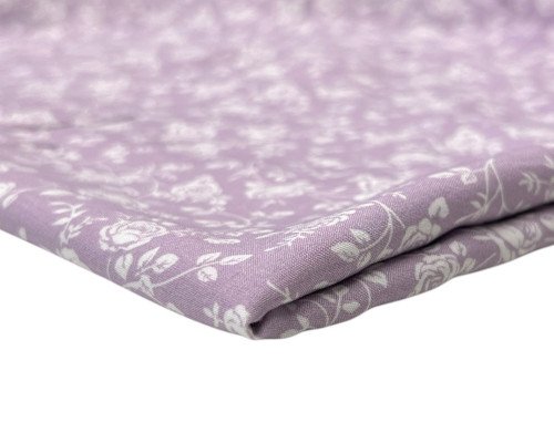 Viscose fabric White flowers in lilac