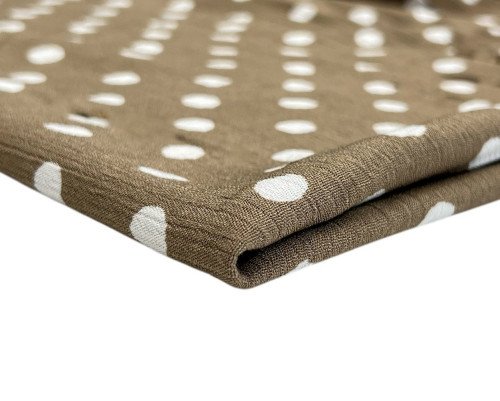 Viscose crepe White dots in dark beige