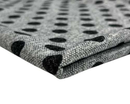 Knitted jersey Black bubbles in grey