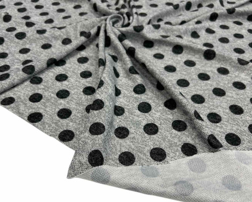 Knitted jersey Black bubbles in grey