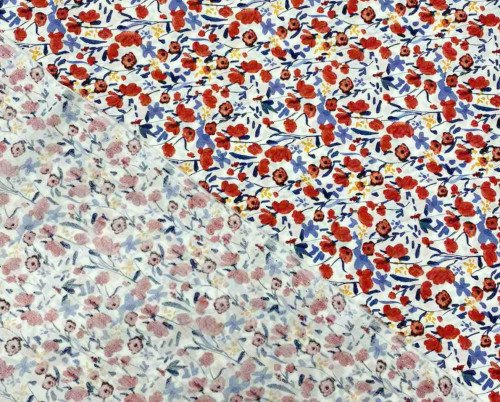 Poplin audinys Aguonos baltame - 1