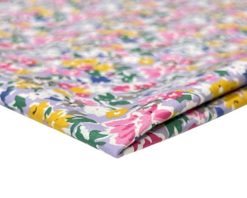 Poplin fabric Floral patterns in lilac