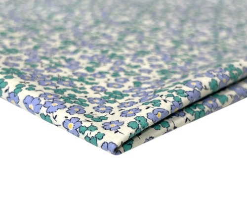 Poplin fabric Blue flowers