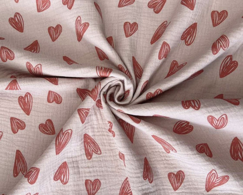 Muslin Hearts in ash pink