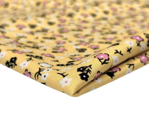 Viscose fabric Flowers in yellow